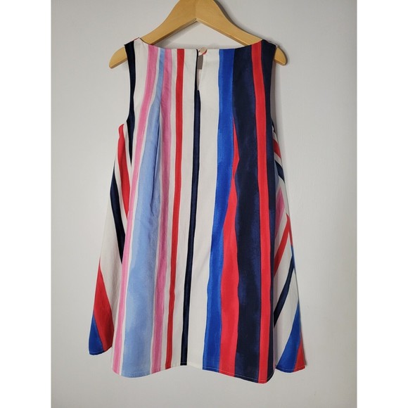 NWT Lands' End Girls Dress Size 5 Red White Blue Sleeveless Cotton Stripe Lined - Picture 3 of 3